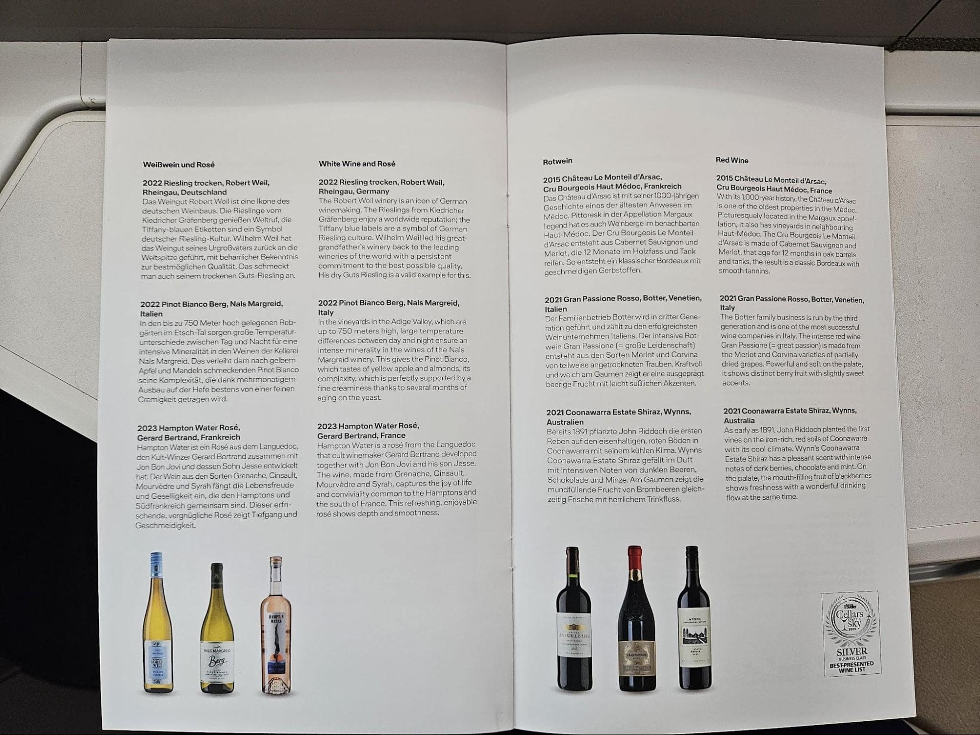 Lufthansa Business Class Menus