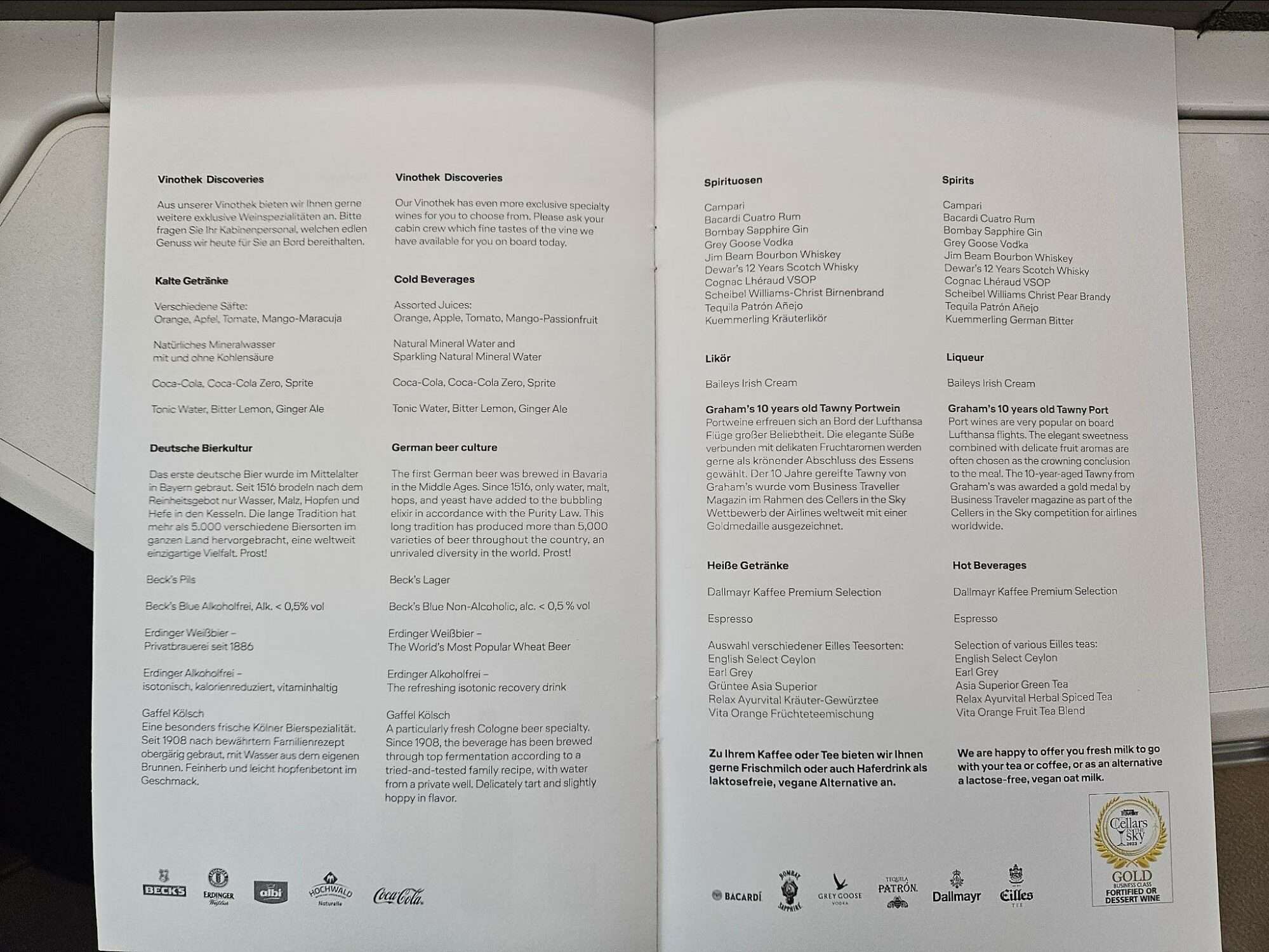 Lufthansa Business Class Menus
