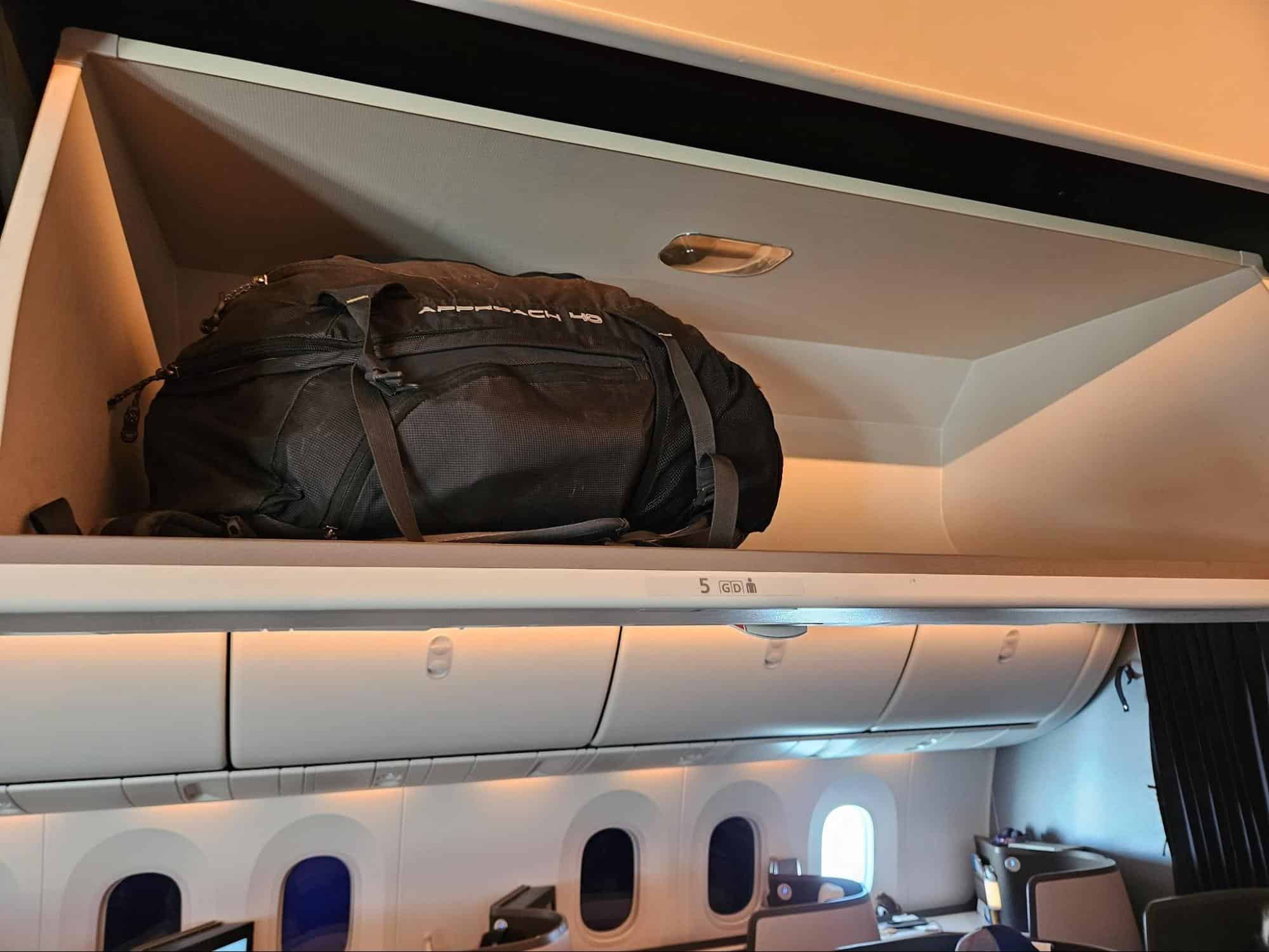 Lufthansa business-class overhead storage