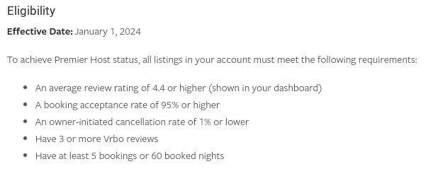 VRBO eligibility requirement
