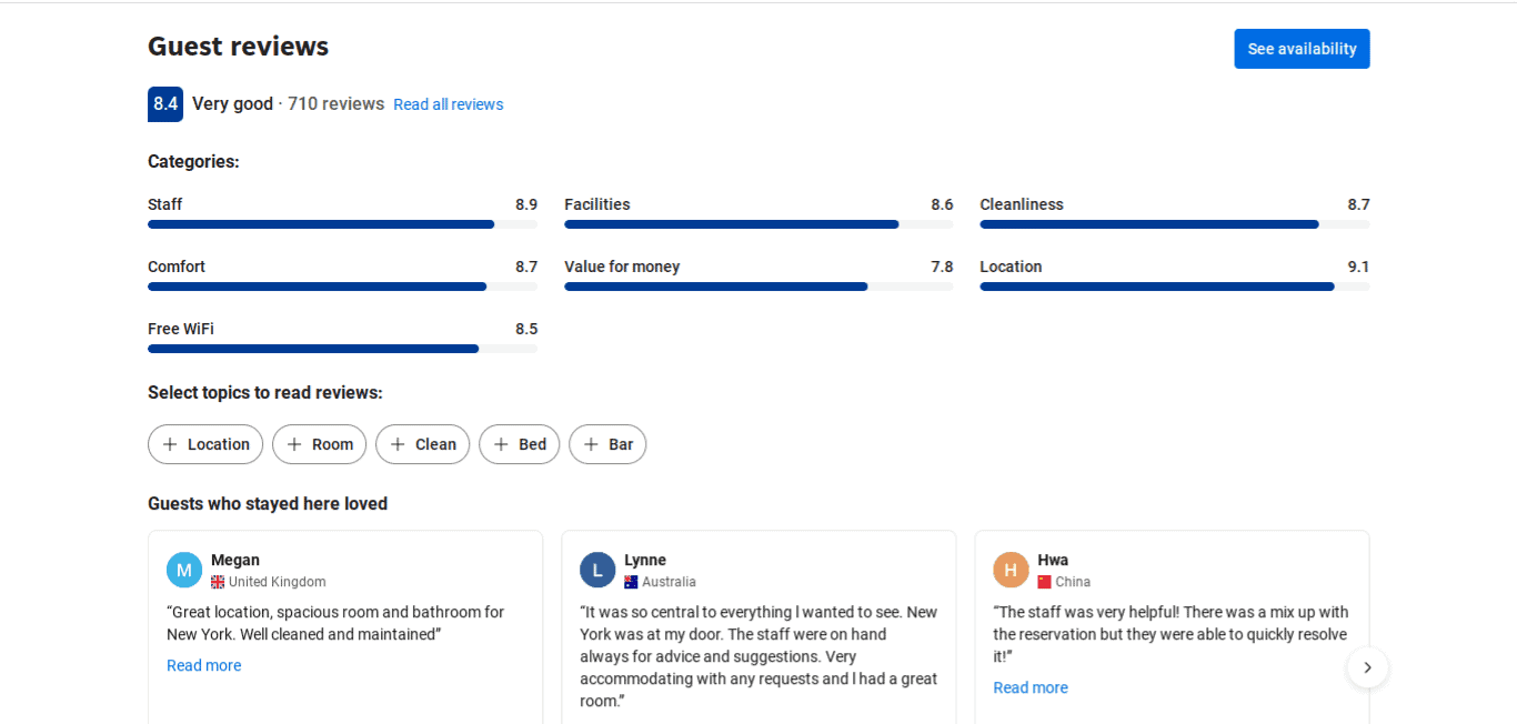booking.com guest reviews