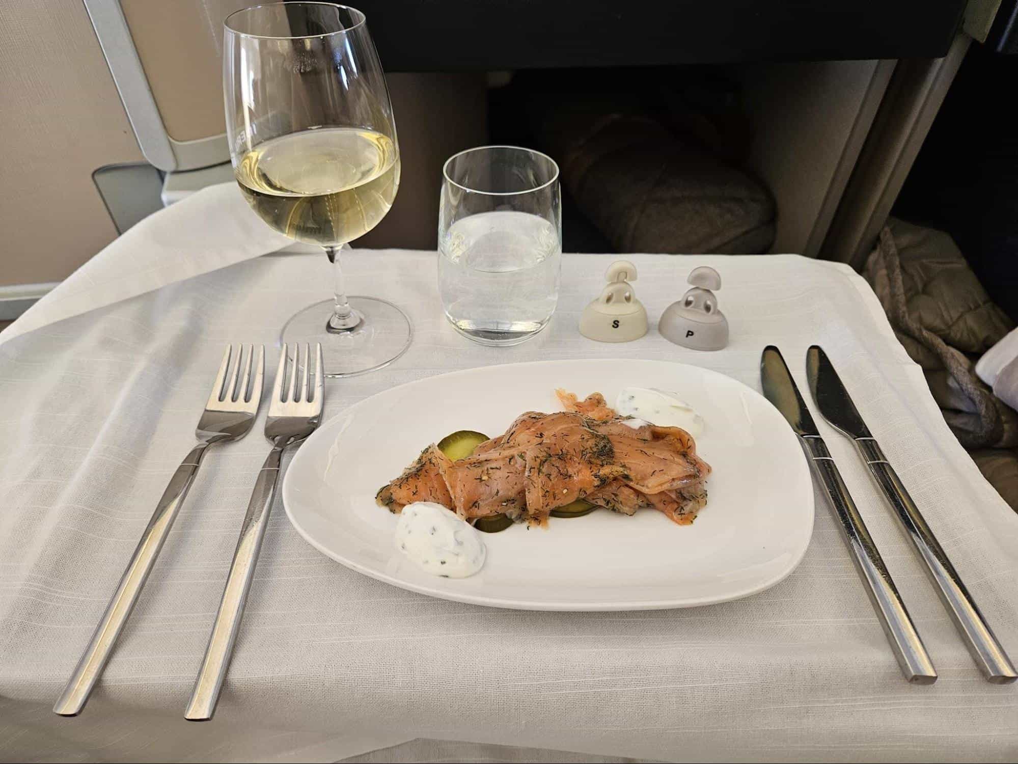 Smoked salmon onboard an Iberia flight