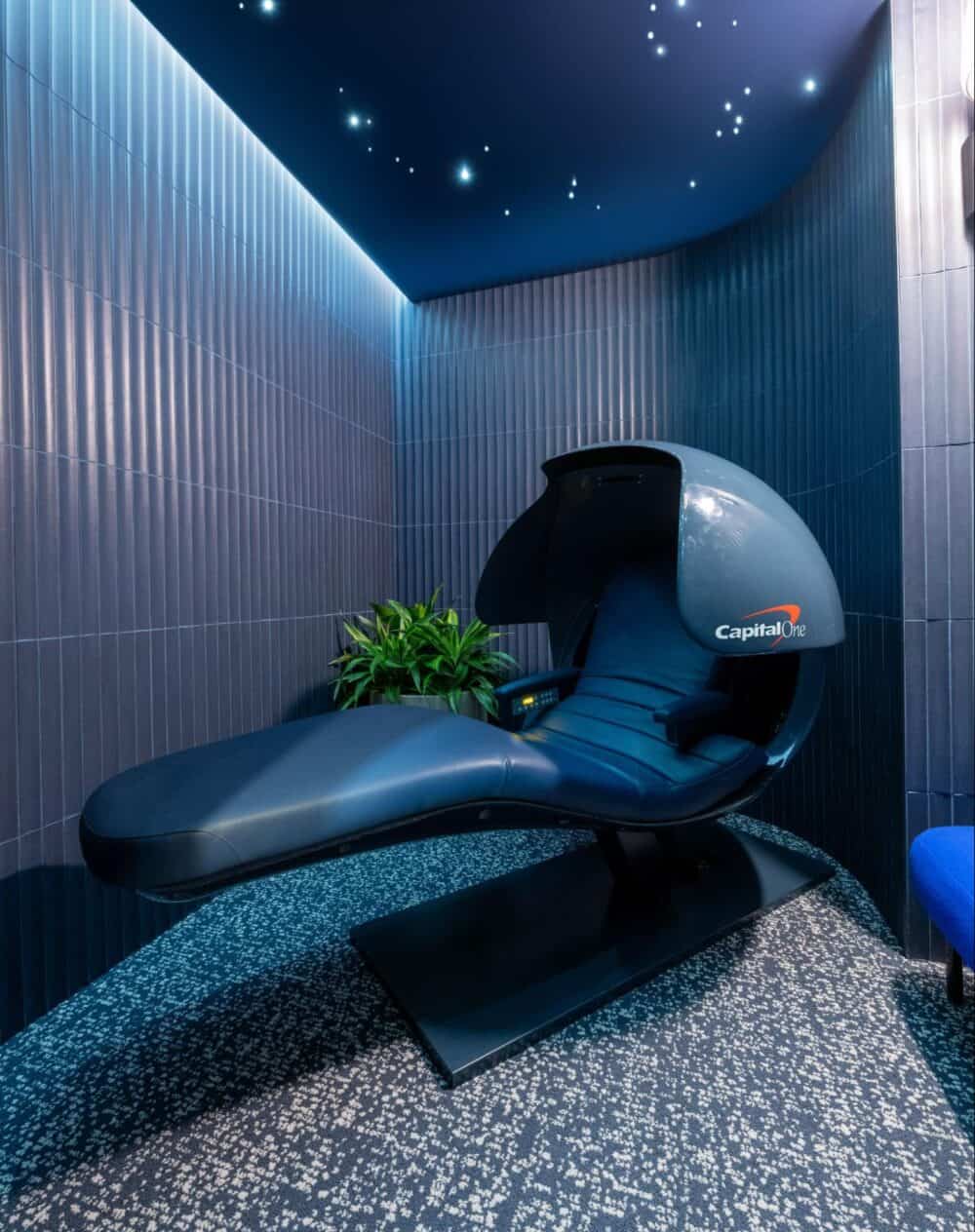 sleep pod at the Capitol One Lounge at DEN