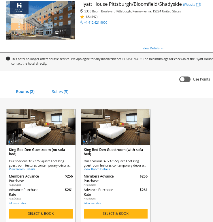 Hyatt House Pittsburgh - book in cash