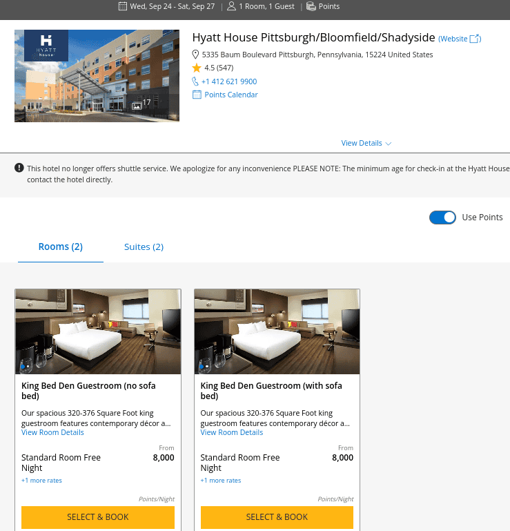 Hyatt House Pittsburgh - book with points