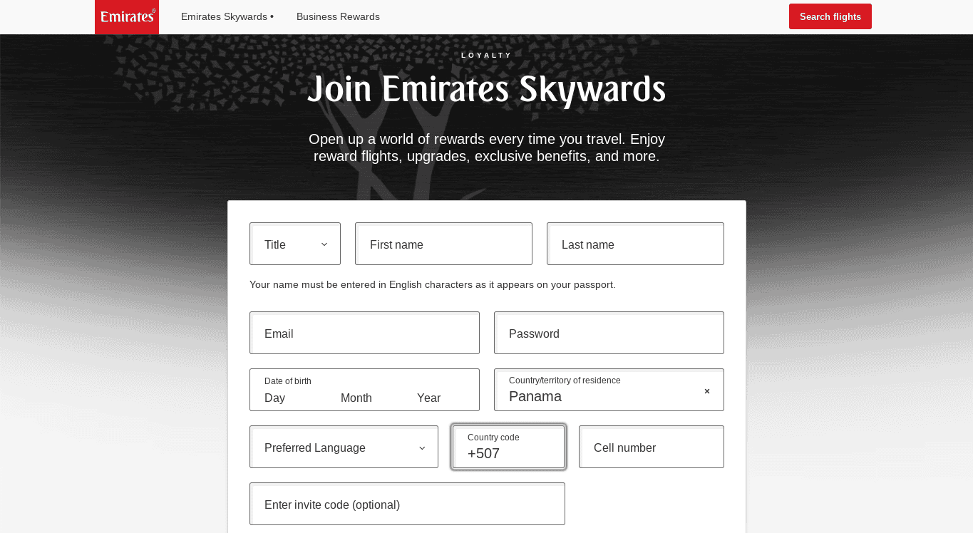 Join Emirates Skywards