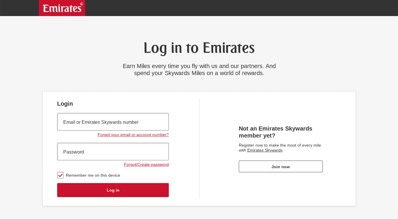 Joining Emirates Skywards
