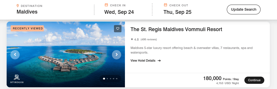 St Regis Maldives Vommuli Resort - book on points