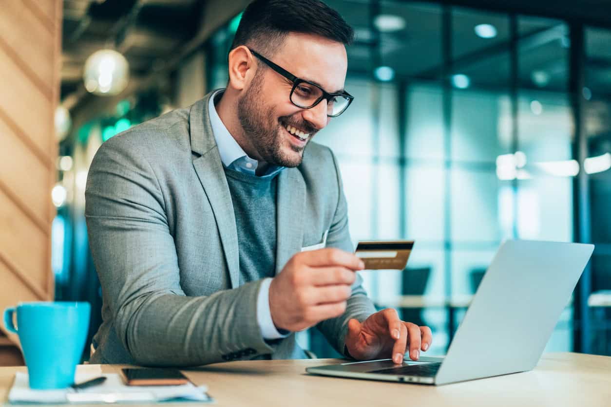 Businessman using business credit card in his business transactions.