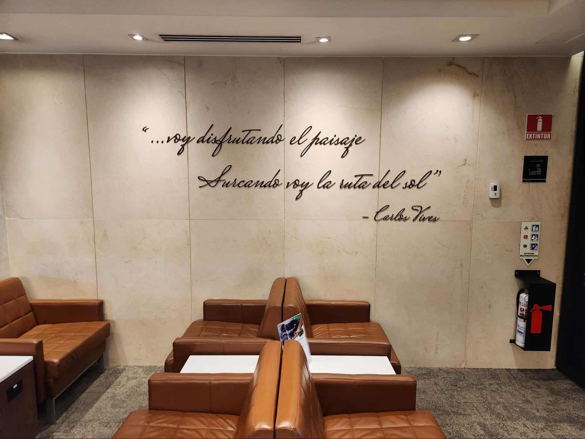 Copa Club lounge - famous quote by Carlos Vives