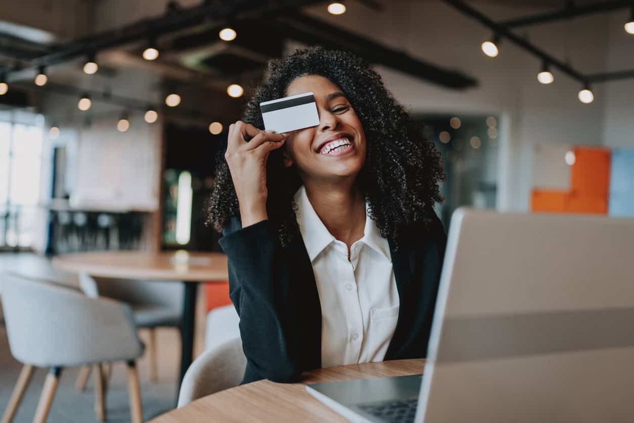 Happy Employee Checking Benefits