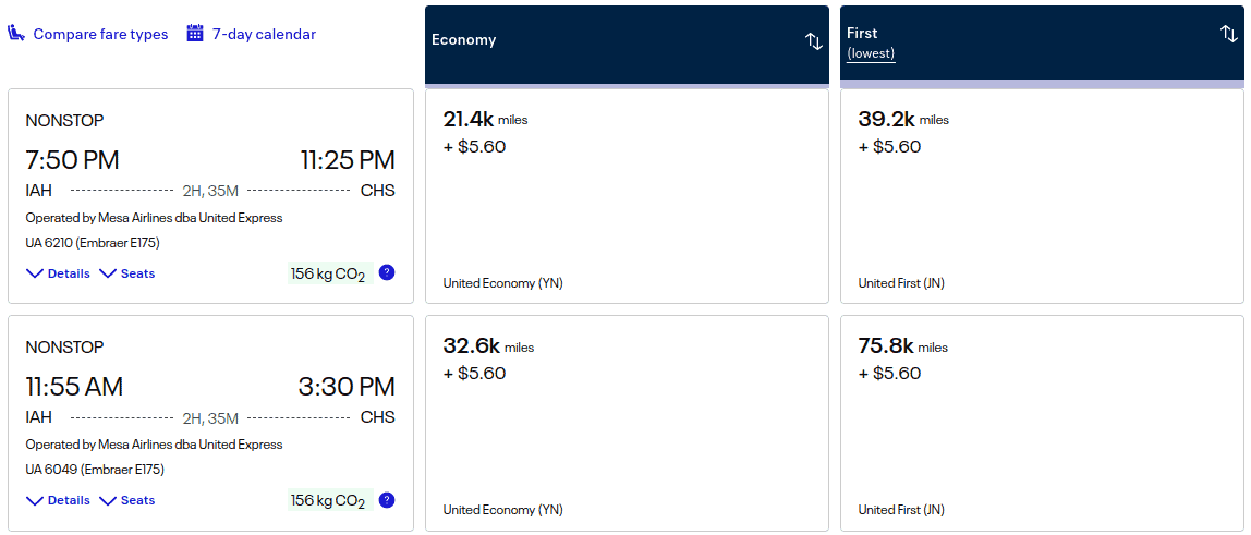 Fly United Airlines from Houston-George Bush (IAH) to Charleston
