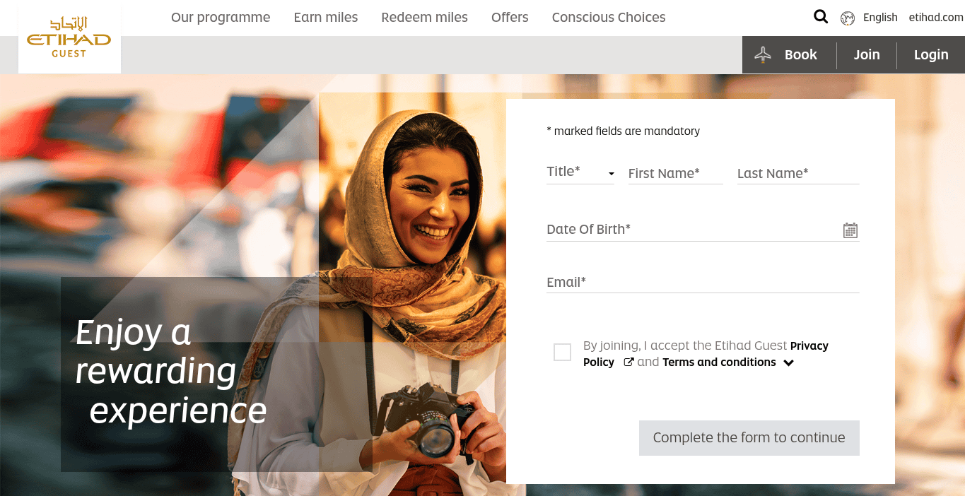 Sign up Etihad Guest