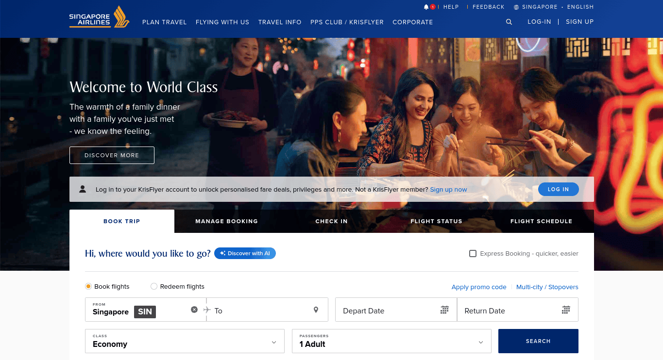 Joining Singapore Airlines KrisFlyer