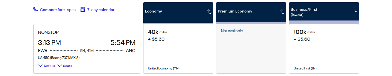 Newark to Anchorage