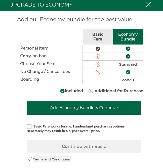 Upgrade to economy