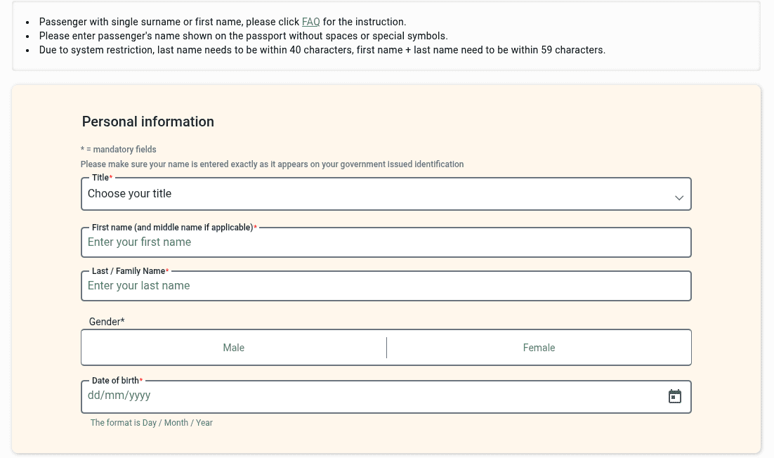 EVA Air Infinity MileageLands - Passengers' Personal Information