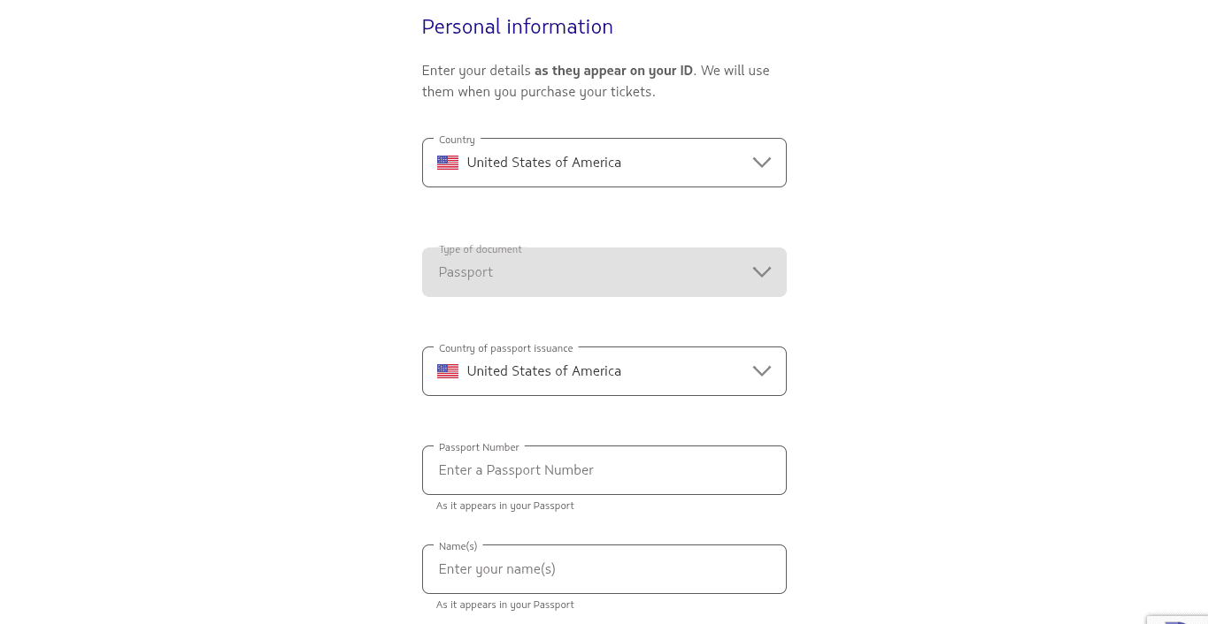 LATAM Airlines website - Account registration