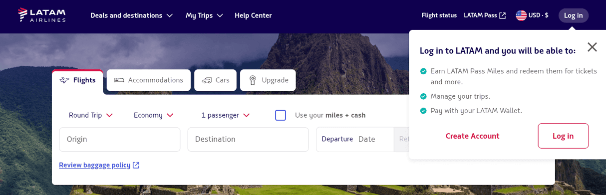 LATAM Airlines website