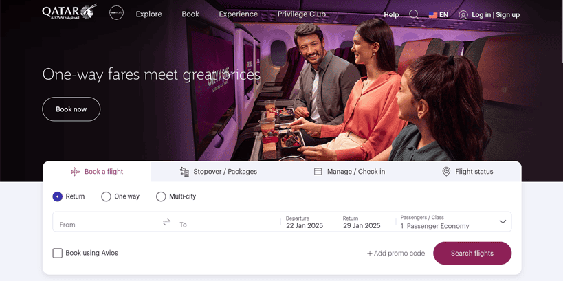 Qatar Airways website