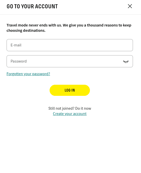 Vueling Club - Login Account