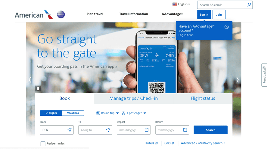 American Airlines website