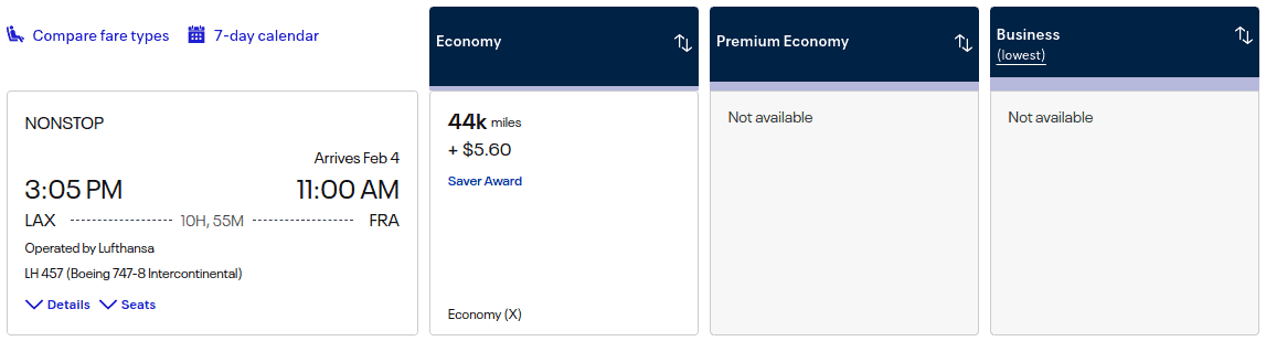 Economy flight with Lufthansa from Los Angeles (LAX) to Frankfurt
