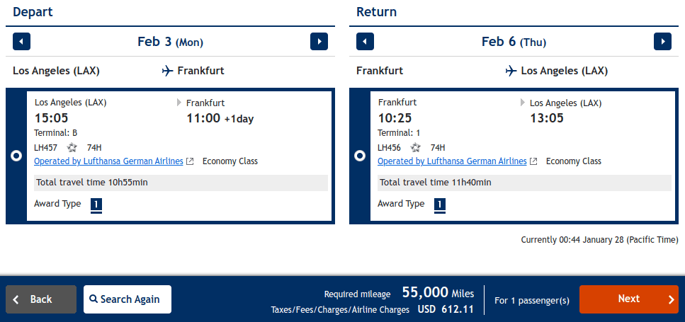 Economy flight from Los Angeles (LAX) to Frankfurt (FRA) with Lufthansa