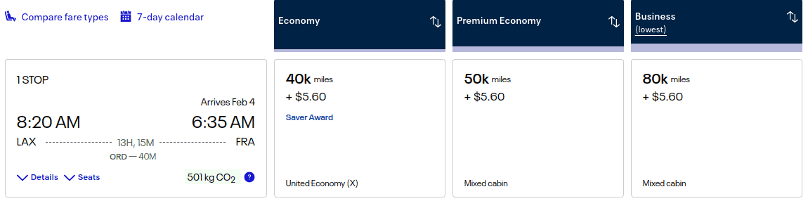 Flight with United from Los Angeles (LAX) to Frankfurt