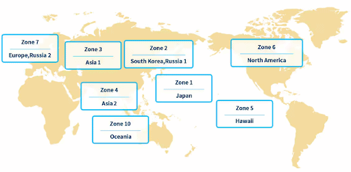 ANA Mileage Club uses a zone-based structure