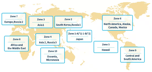 ANA Partner Flight Awards chart zones