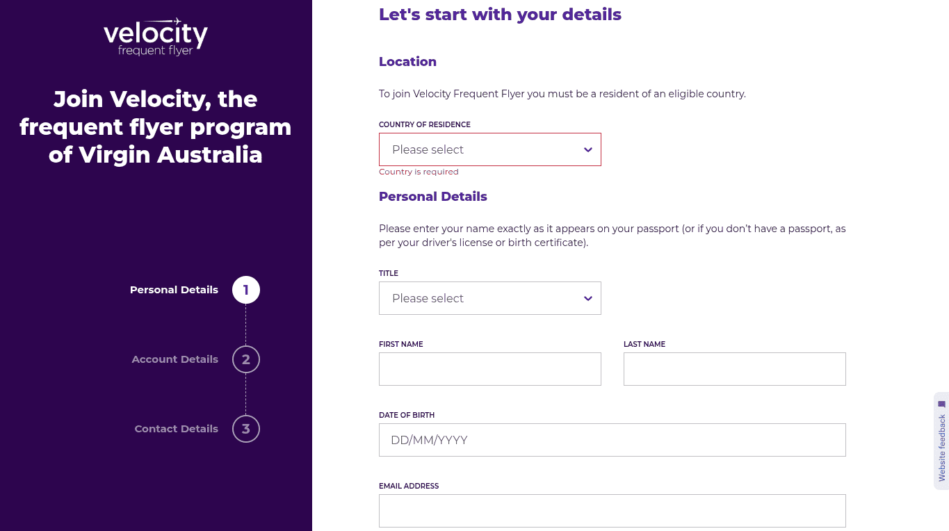 Joining Virgin Australia Velocity Frequent Flyer