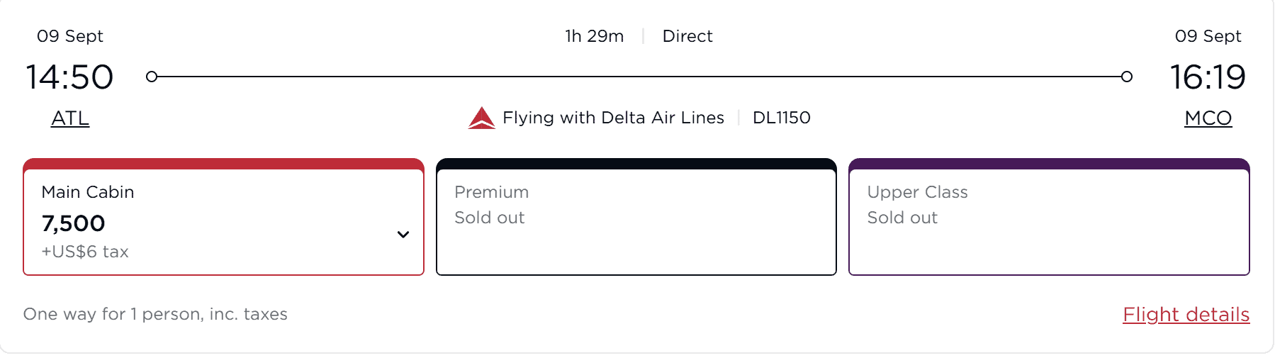 Delta Air Lines flight from Atlanta (ATL) to Orlando (MCO)