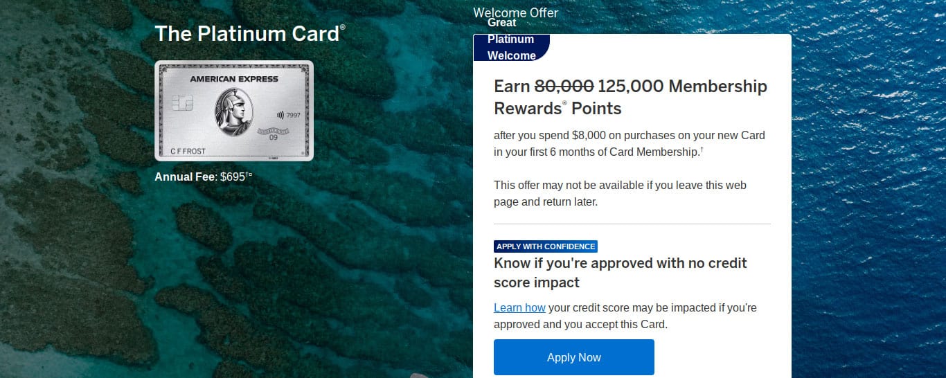 The Platinum Card Welcome Offer on CardMatch tool