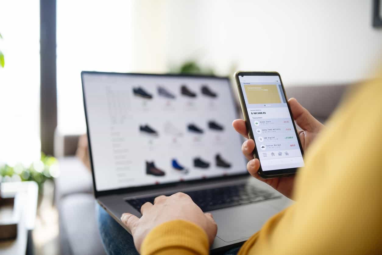 Shopping online using a credit card for spending bonuses.
