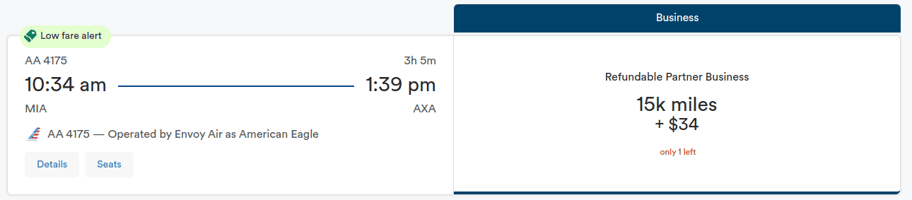 American Airlines-operated flights to Anguilla booked through Alaska