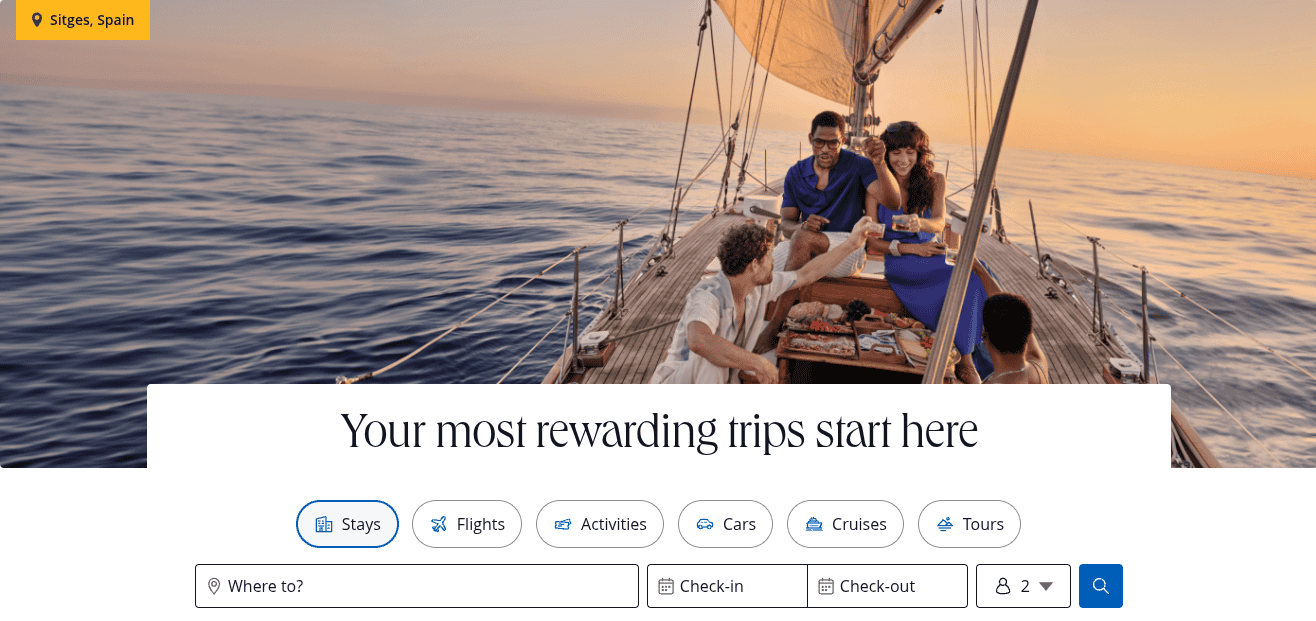 Booking stays at Chase Travel portal