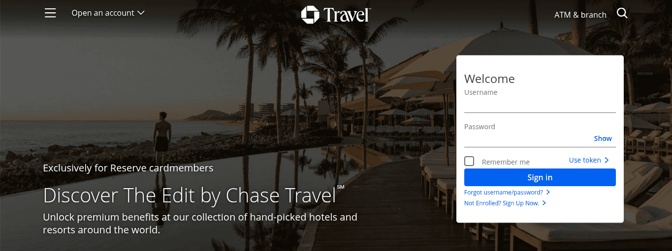 The Edit by Chase Travel login