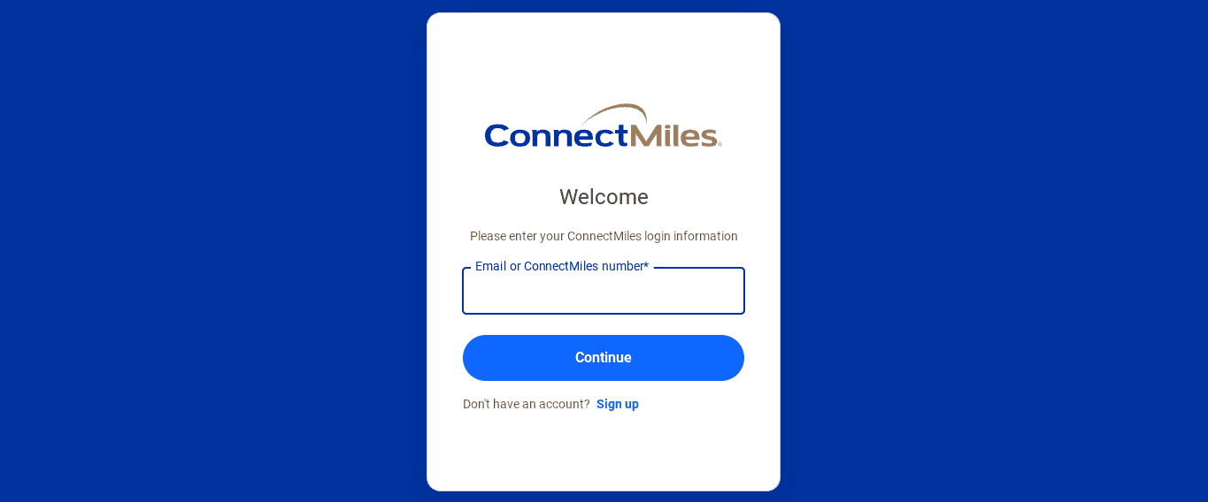 Copa Airlines website - Login/Sign up page