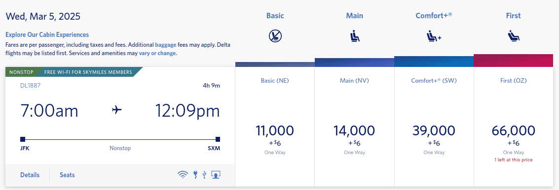 Fly Delta Airlines from JFK to SSXM using miles.