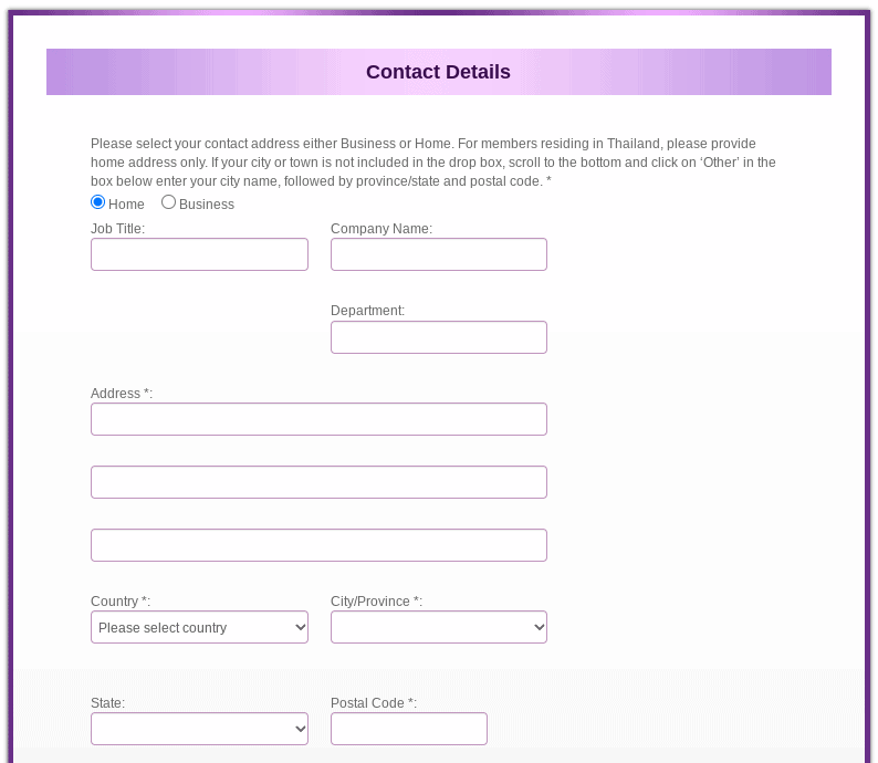 Thai Airways website - Contact Details