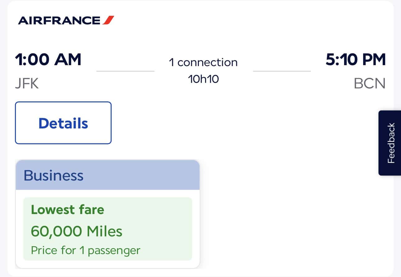 Fly Air France with Flying Blue miles from JFK to BCN