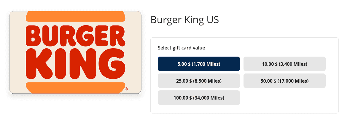 A Burger King US gift card.