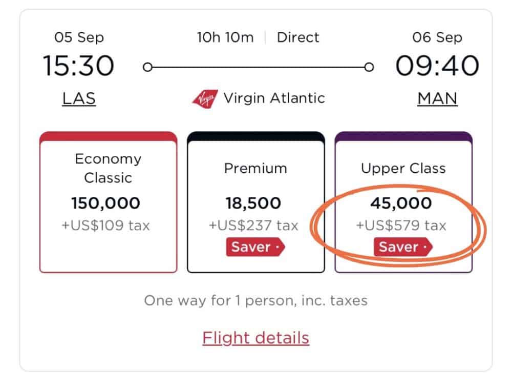 Virgin Atlantic booking from Harry Reid International Airport (LAS) to Manchester Airport (MAN)