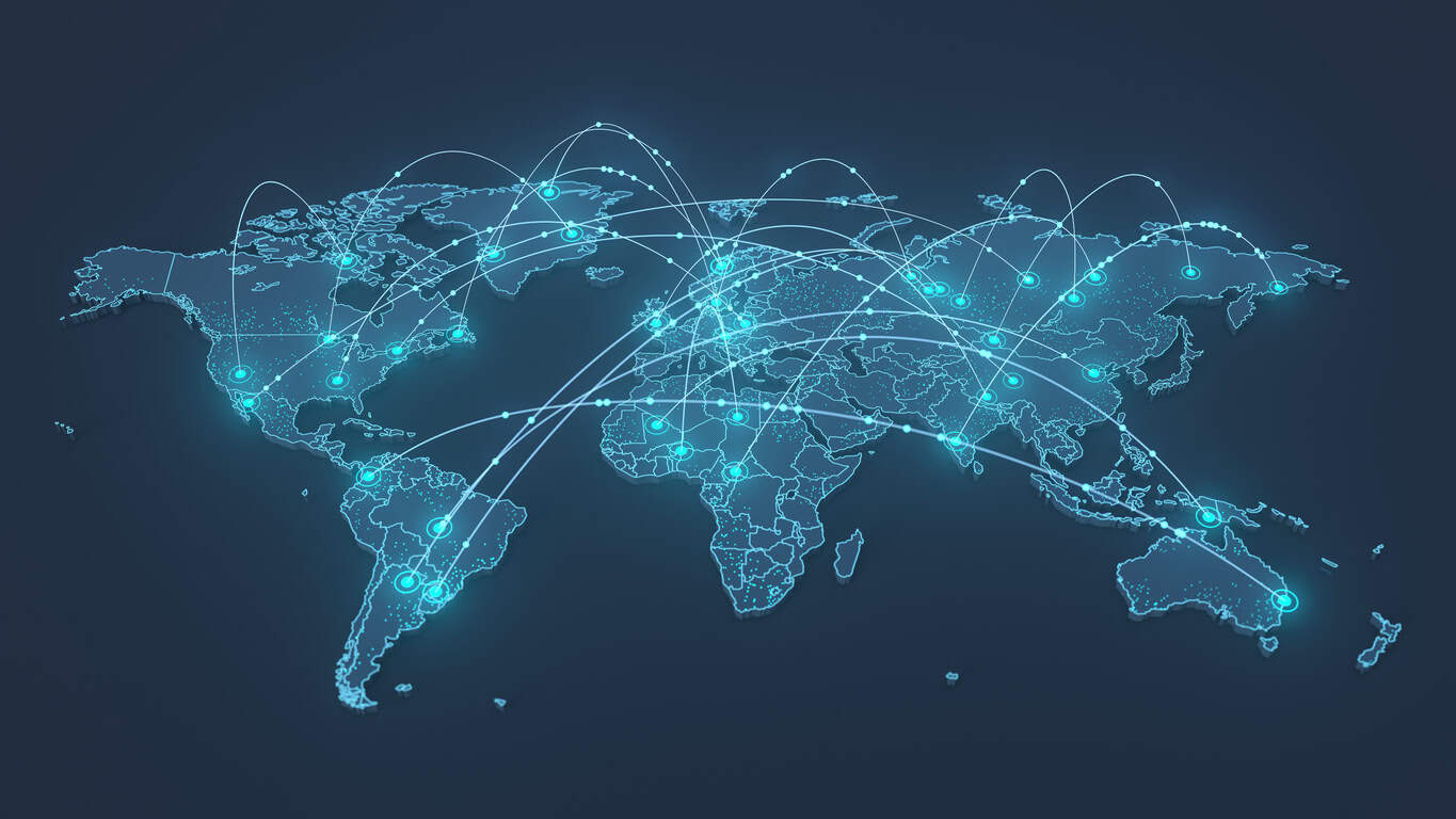 Stylized world map with flight paths illustrating airline partner reach.”