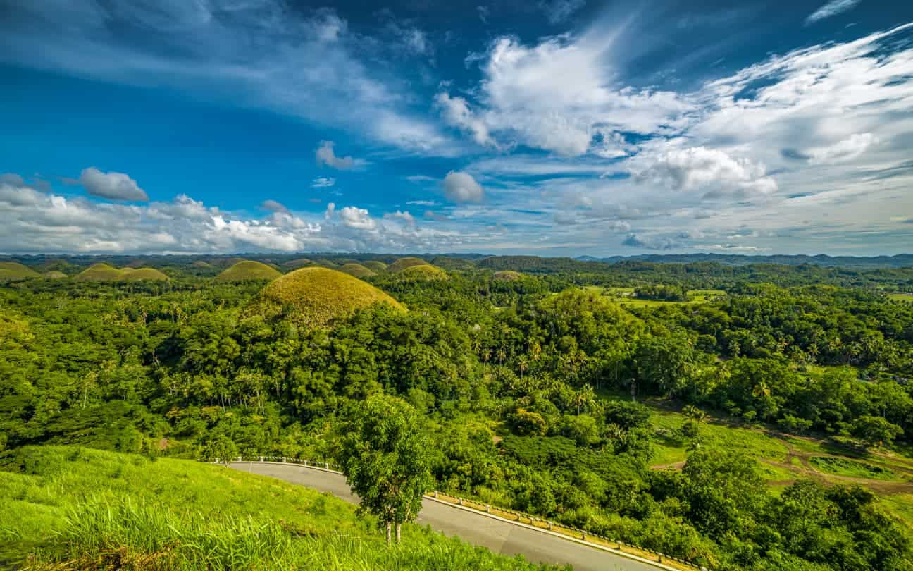 Scenic view of Chocolate Hills in Bohol, Philippines