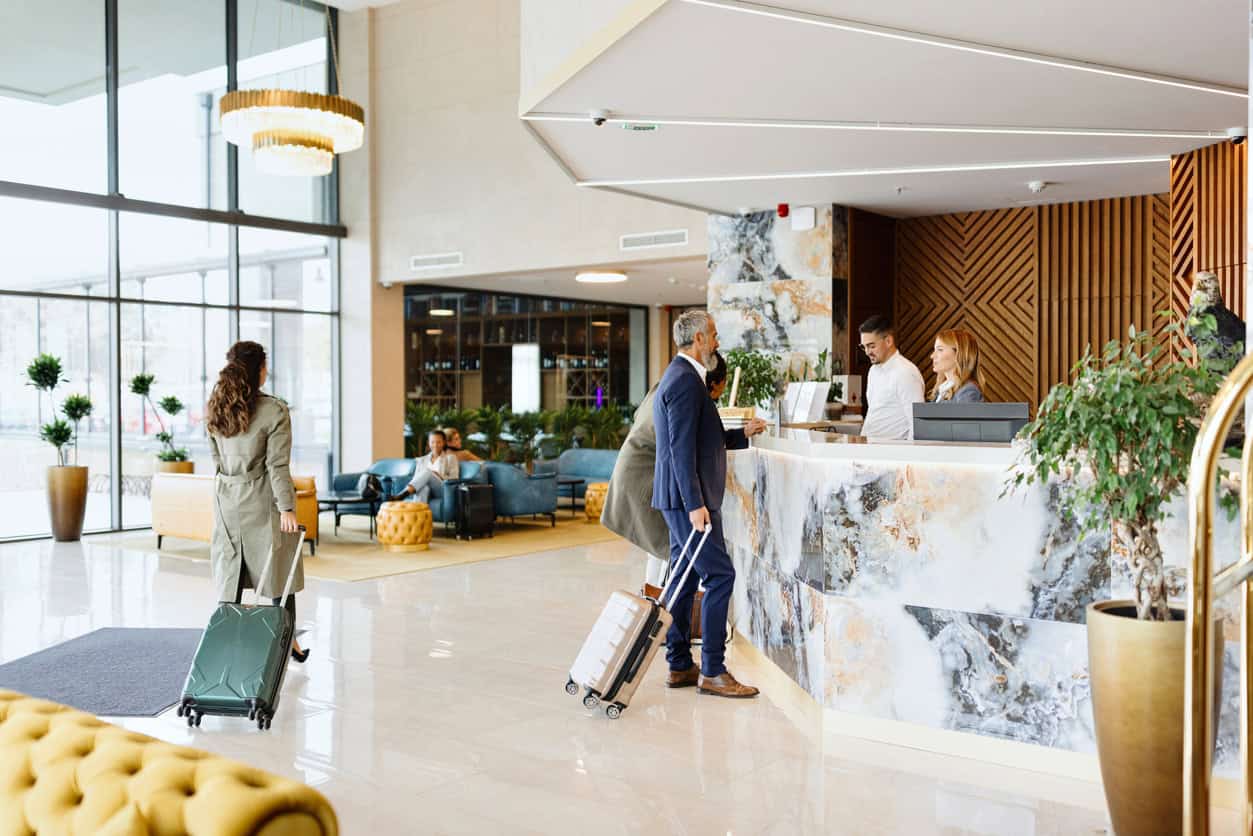 hotel check‑in business traveler