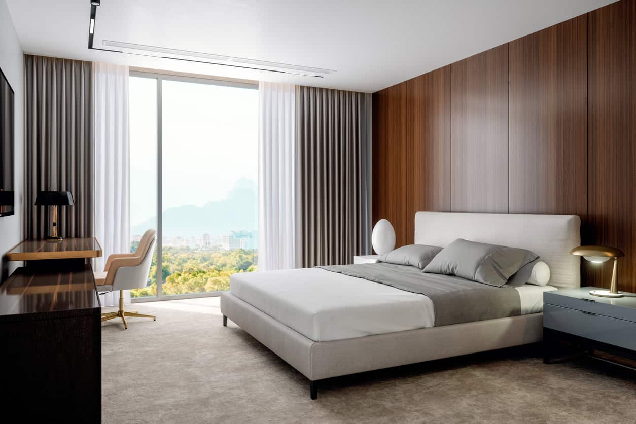 Modern hotel room representing using points for award stays.
