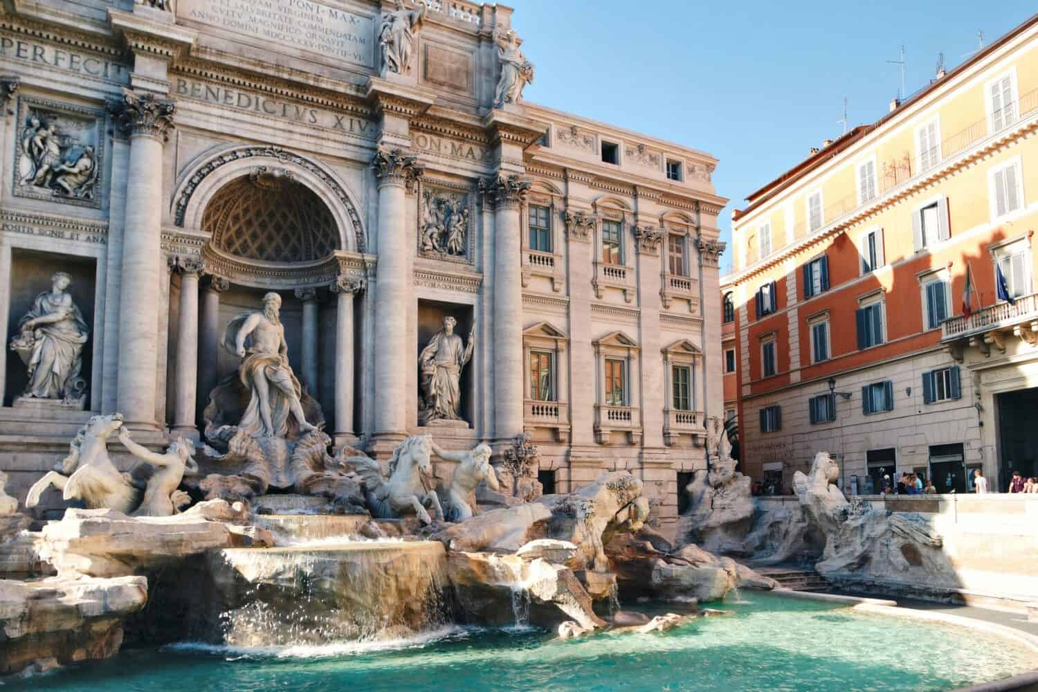 this is the Trevi Fountain in Rome where you can use points and miles to travel to