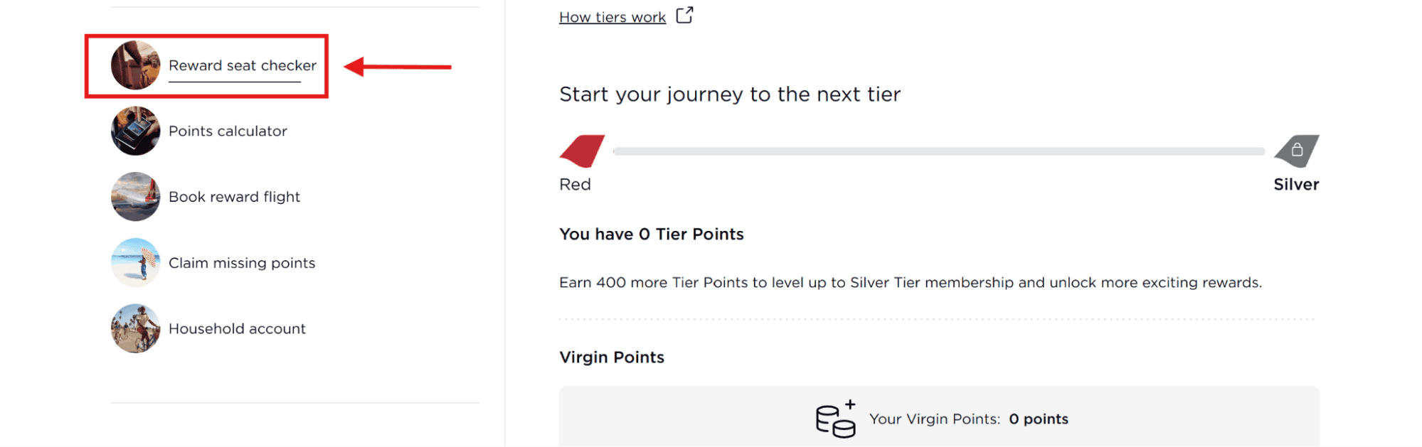 Virgin Atlantic reward seat checker